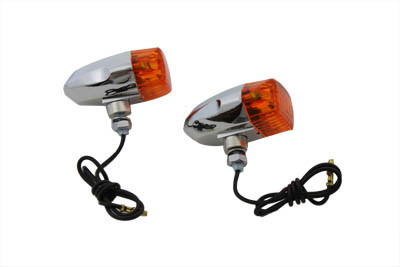 Wyatt Gatling #12-6038A - Chrome Snake Eye Marker Lamp Set Amber