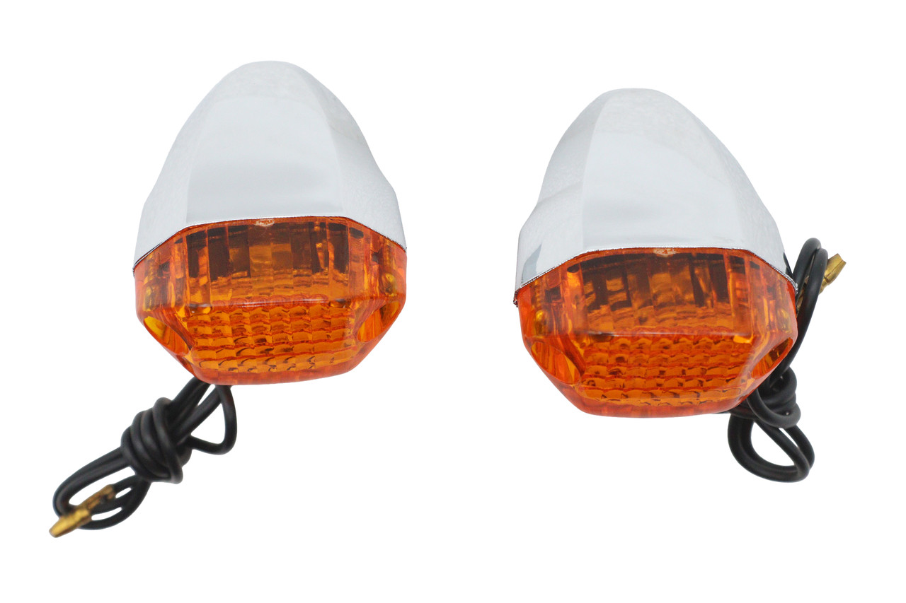 Wyatt Gatling #12-6038A - Chrome Snake Eye Marker Lamp Set Amber
