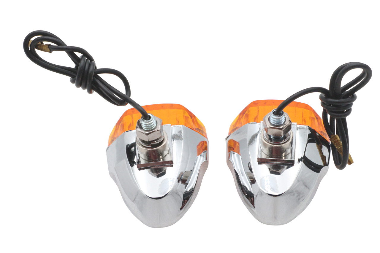 Wyatt Gatling #12-6038A - Chrome Snake Eye Marker Lamp Set Amber