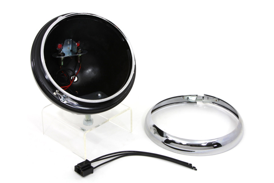 Wyatt Gatling - Black 7 inch K Headlamp Housing with Chrome Rim