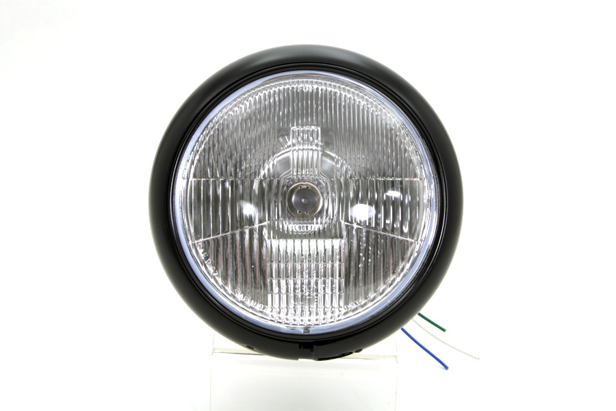 Wyatt Gatling #20-6004HMB - 7 inch Headlamp Assembly H-4 Type Black