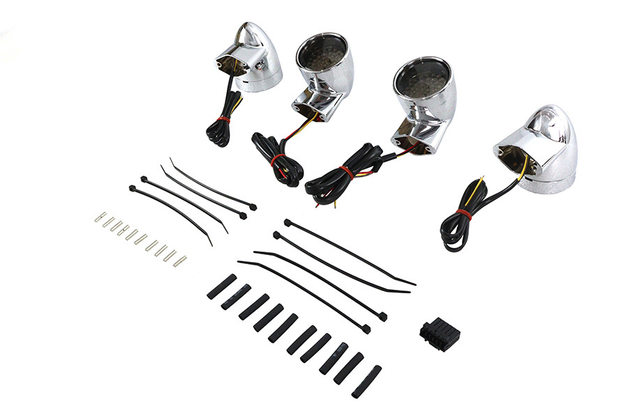 Wyatt Gatling #161844 - Chrome Revox Bullet LED Turn Signal Lamp Kit