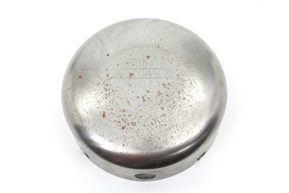 V-Twin #B-8843-HD - Raw 6 inch Air Cleaner Cover with Logo
