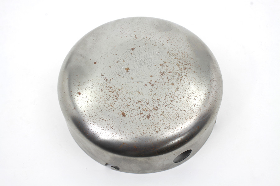 V-Twin #B-8843-HD - Raw 6 inch Air Cleaner Cover with Logo
