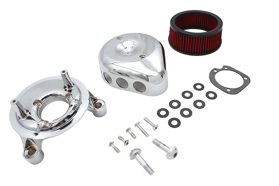 V-Twin #78930 - Mini Teardrop Air Cleaner Kit Chrome