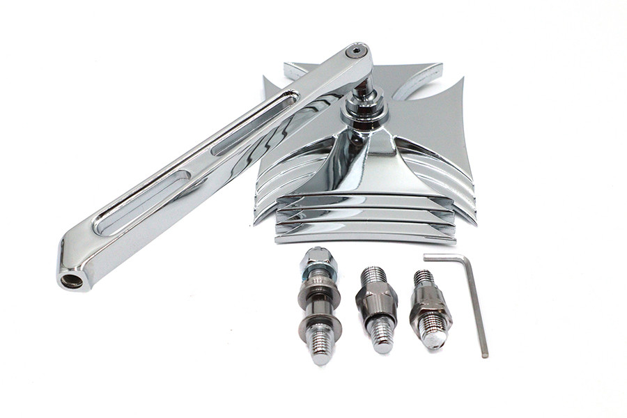 Wyatt Gatling #60-6248 - Chrome Maltese Mirror with Billet Girder Stem