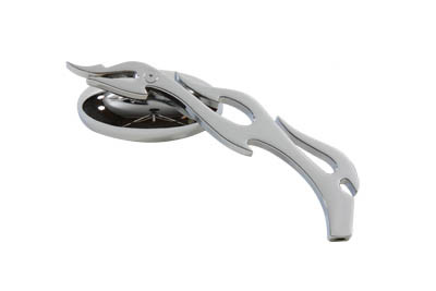 Wyatt Gatling #76259B3 - Chrome Oval Mirror with Billet Flame Stem