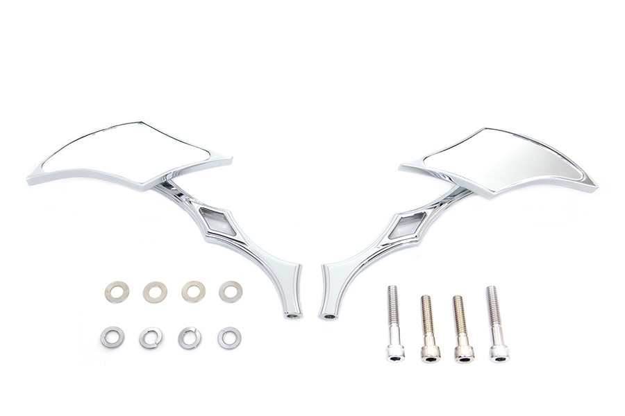 Wyatt Gatling #76254 L+R - Chrome Diamond Mirror Set with Billet Diamond Stems