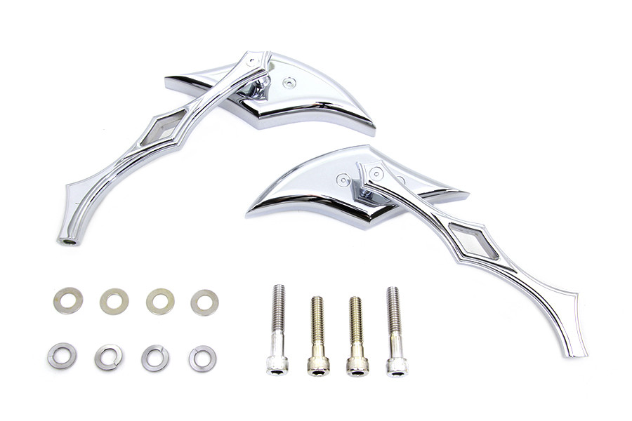 Wyatt Gatling #76254 L+R - Chrome Diamond Mirror Set with Billet Diamond Stems