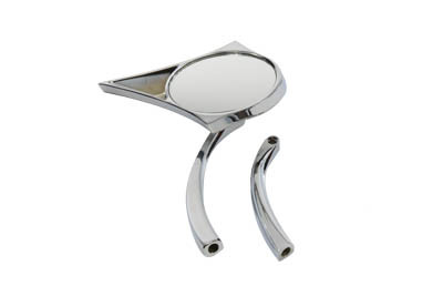 Wyatt Gatling #76306B3 - Chrome Spike Oval Mirror with Solid Billet Stems