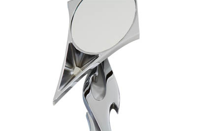 Wyatt Gatling #76309B3 - Chrome Spike Oval Mirror with Billet Flame Stem