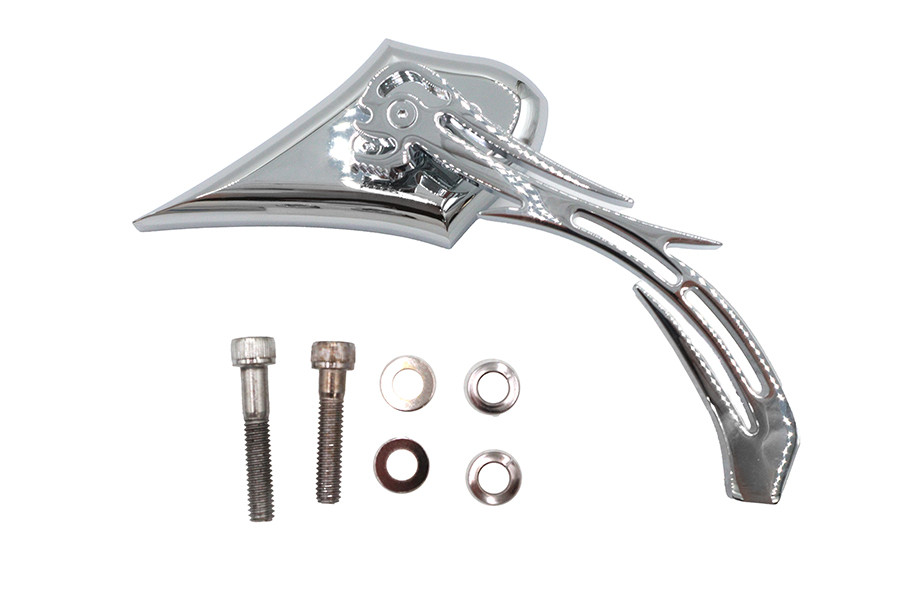 Wyatt Gatling #76308NB3 - Chrome Spike Oval Mirror with Billet Skull Stem