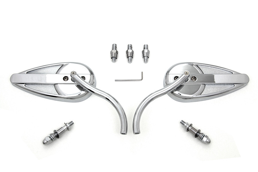 Wyatt Gatling - Teardrop Mirror Set with Billet Long Stems Chrome