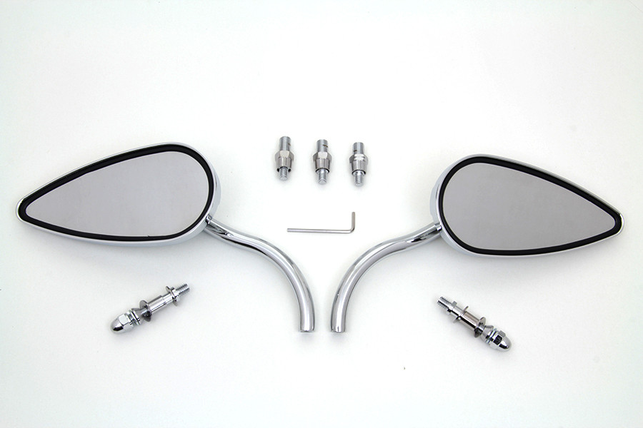 Wyatt Gatling - Teardrop Mirror Set with Billet Long Stems Chrome