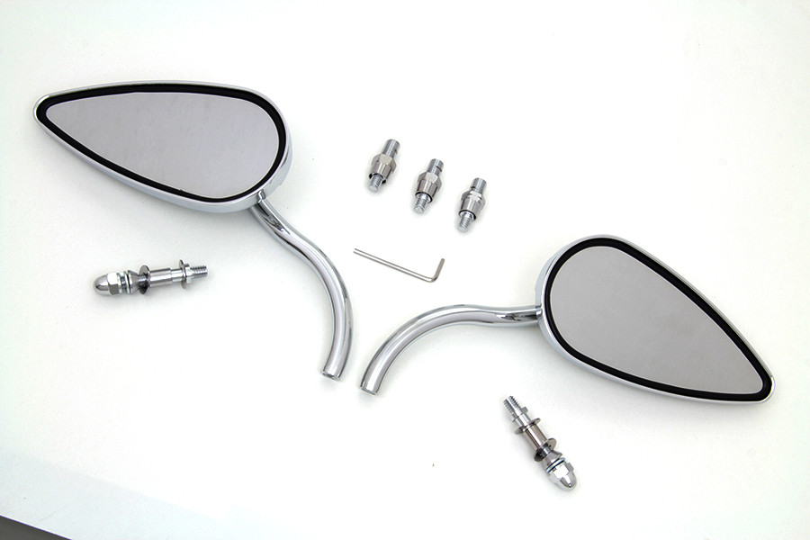 Wyatt Gatling - Teardrop Mirror Set with Billet Long Stems Chrome