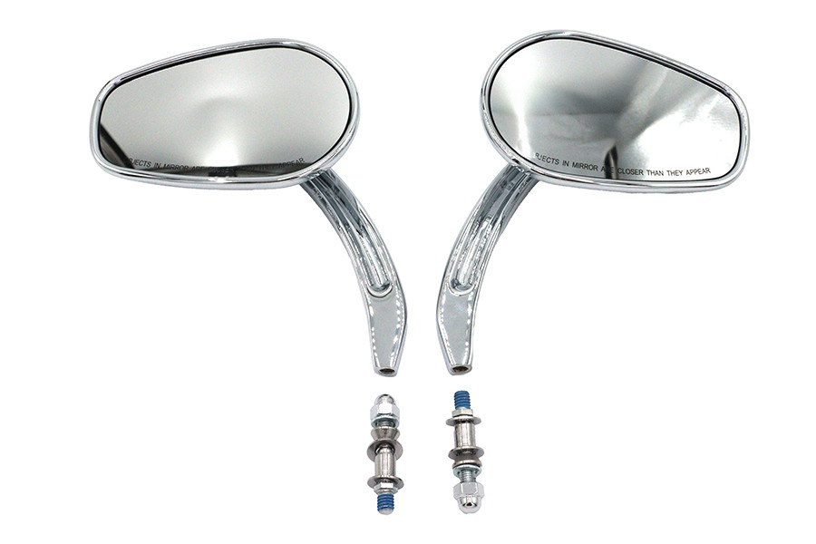 V-Twin - Rectangle Taper Mirror Set with Billet Stems Chrome
