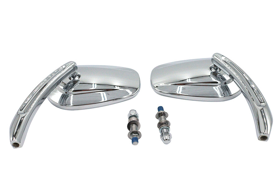 V-Twin - Rectangle Taper Mirror Set with Billet Stems Chrome