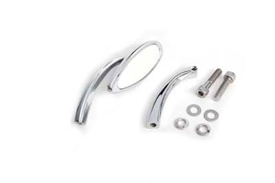 Wyatt Gatling #76022 - Oval Mirror Smooth with Billet Stem Chrome