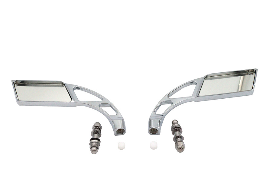Wyatt Gatling #75301 - Parallelogram Mirror Set with Billet Slotted Stem Chrome