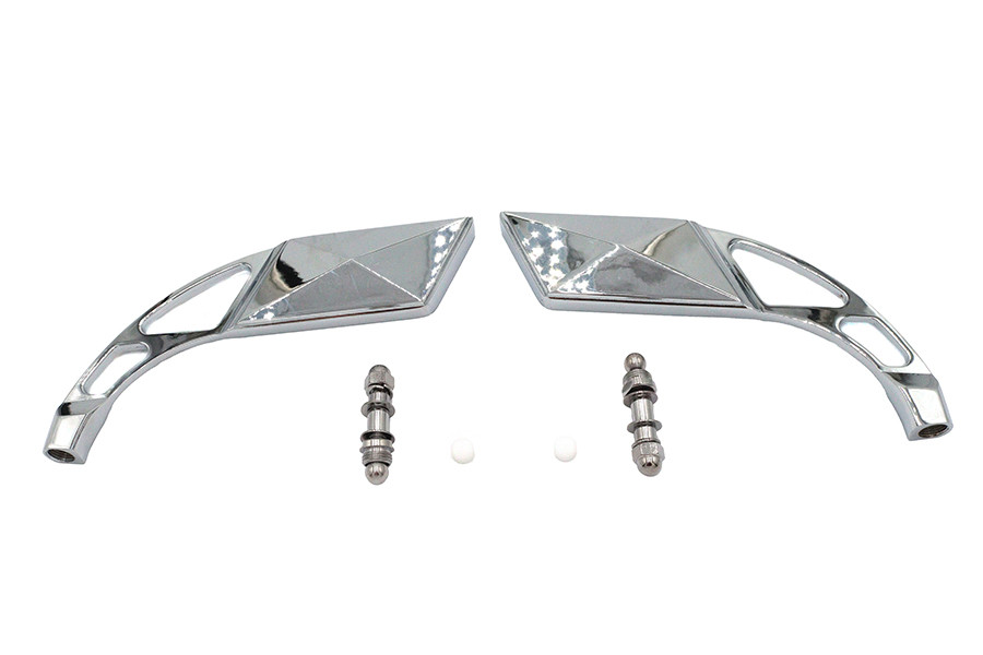 Wyatt Gatling #75301 - Parallelogram Mirror Set with Billet Slotted Stem Chrome