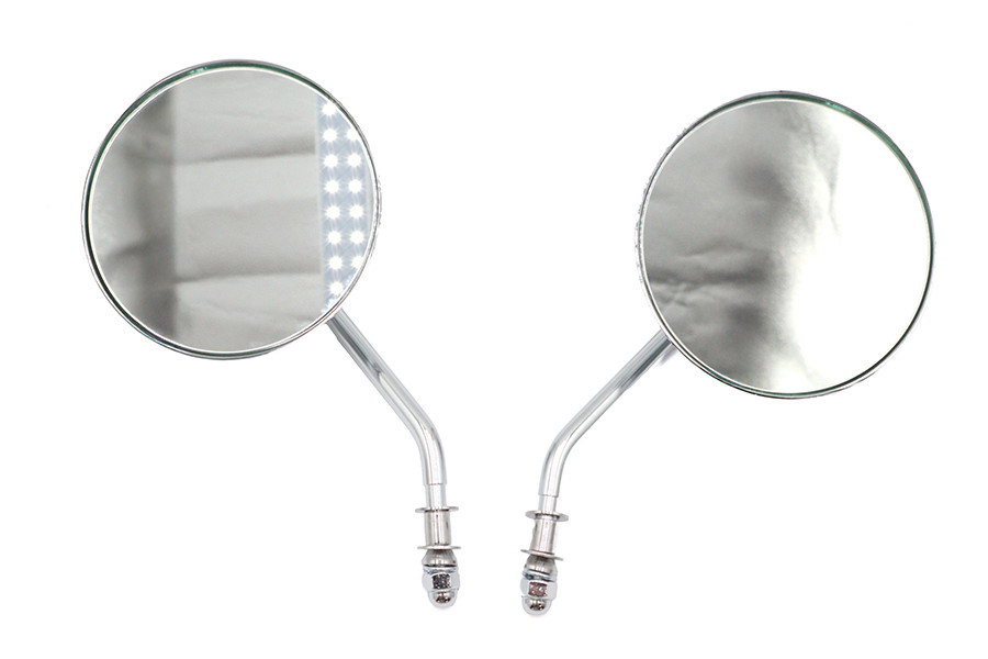 Wyatt Gatling - 4-1/2 inch Round Mirror Set with Round Stock Stems Chrome