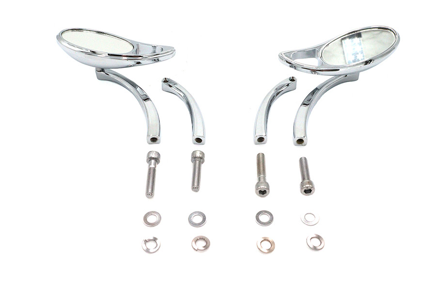 Wyatt Gatling #76089 - Teardrop Mirror Set with Solid Billet Stems Chrome
