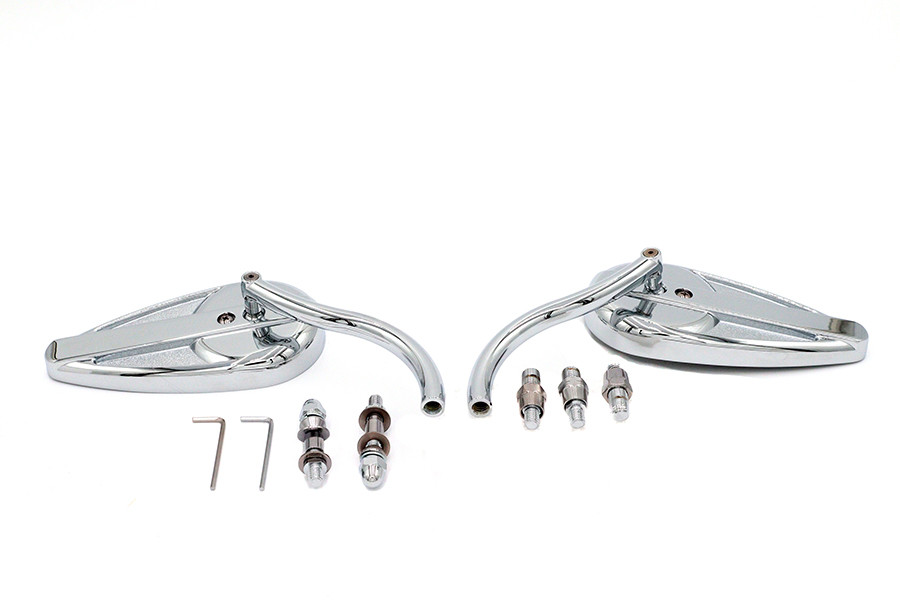 Wyatt Gatling - Teardrop Mirror Set with Billet Long Stems Chrome
