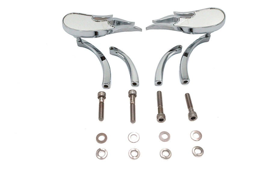 Wyatt Gatling #76466B4 - Fireball Mirror Set with Billet Curved Stems Chrome