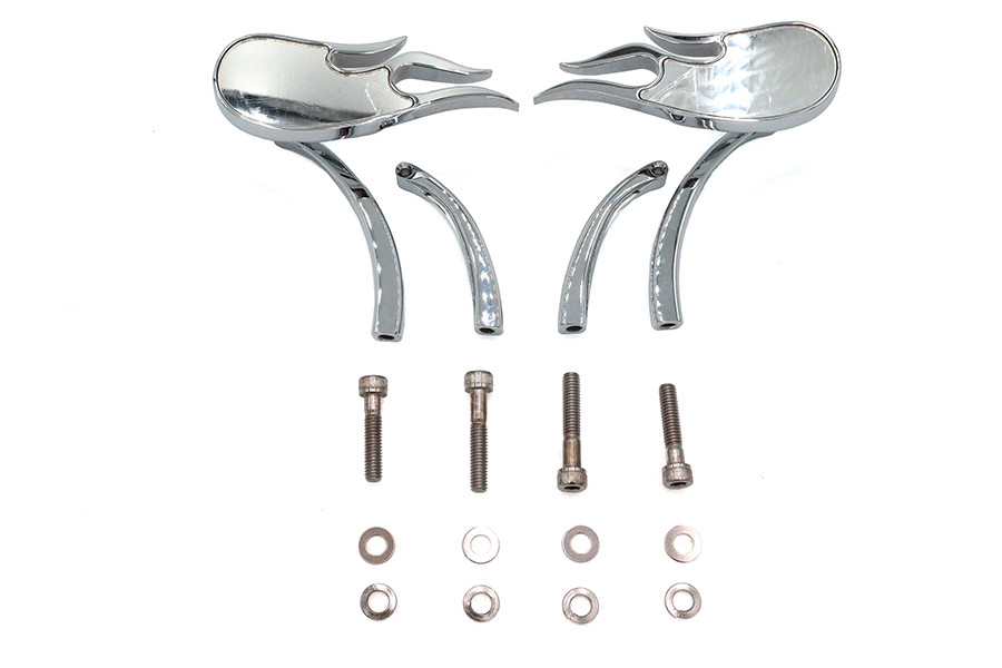 Wyatt Gatling #76466B4 - Fireball Mirror Set with Billet Curved Stems Chrome