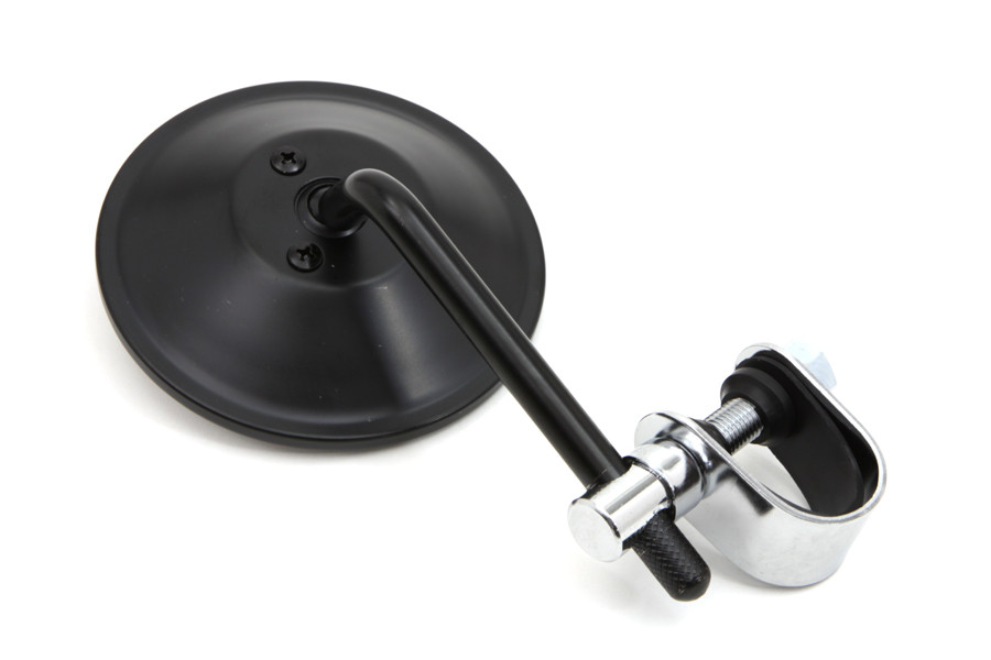 Wyatt Gatling #60-0077B - 4 inch Round Mirror with Clamp Black Steel