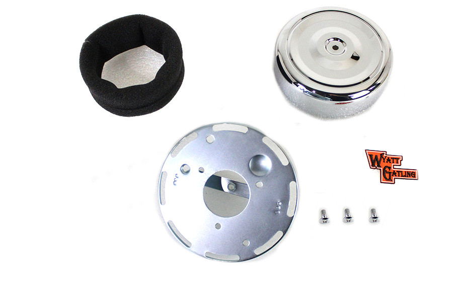 Wyatt Gatling - Wyatt Gatling 7 inch Round Air Cleaner Kit with Chrome Cover