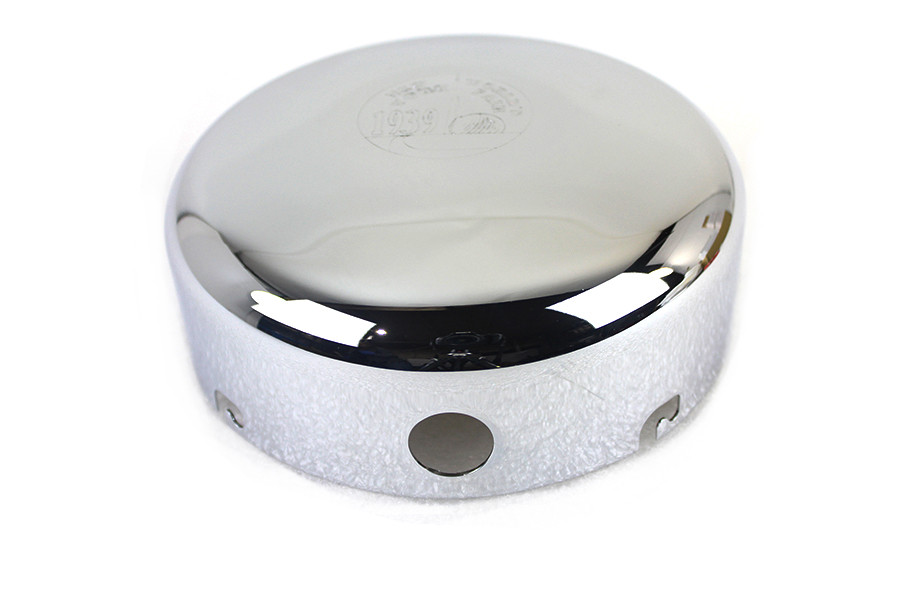 V-Twin #34-0047+CHROME - Round Air Cleaner Cover with World's Fair Emblem