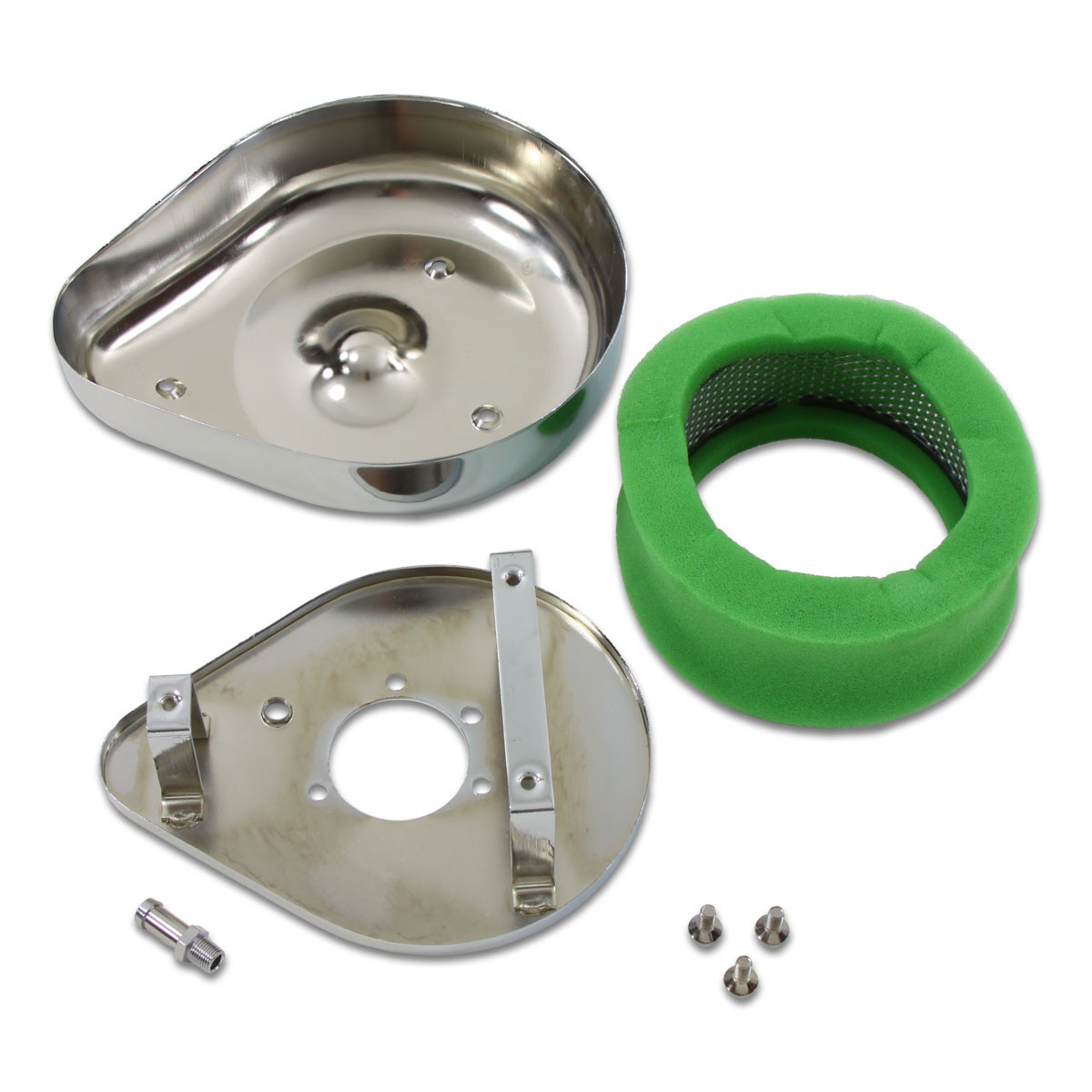 V-Twin #A-2456A,B,C - Chrome Teardrop Air Cleaner Assembly