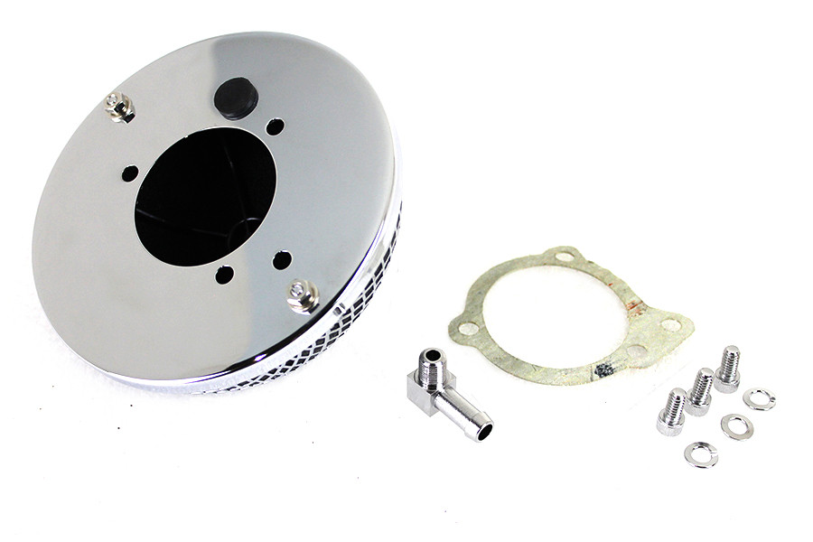 Wyatt Gatling #63363 - Wyatt Gatling Round Mesh Air Cleaner Chrome