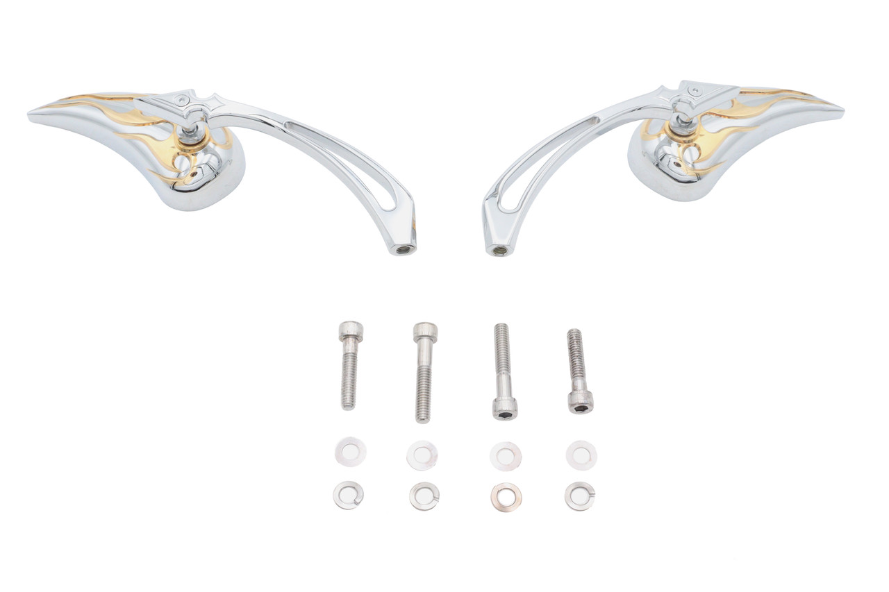 Wyatt Gatling #76448GB4 - Chrome Billet Teardrop Mirror Set