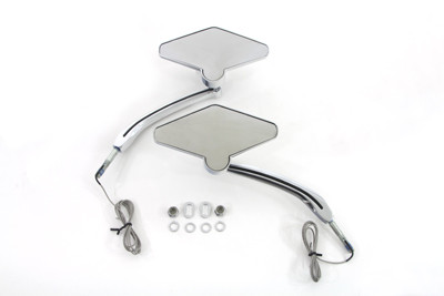 Wyatt Gatling #77060A - Diamond Shape Mirror Set with Billet Stems