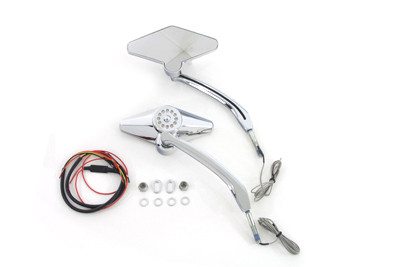 Wyatt Gatling #77060 - Diamond Shape Mirror Set with Billet Stems