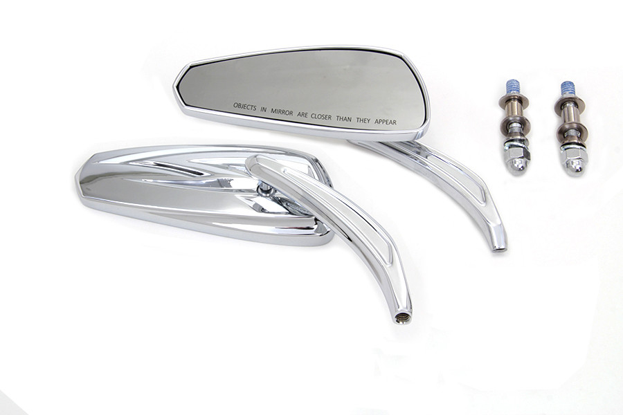 Wyatt Gatling #M60-6389C - Chrome Tribal Teardrop Mirrors with Billet Stems