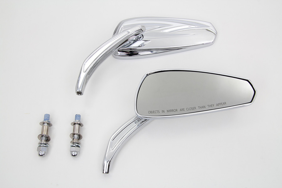 Wyatt Gatling #M60-6389C - Chrome Tribal Teardrop Mirrors with Billet Stems