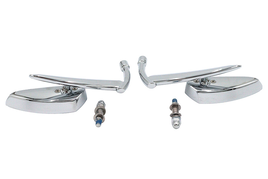Wyatt Gatling #M60-6343C - Teardrop Apache Style Mirror Set Billet Chrome