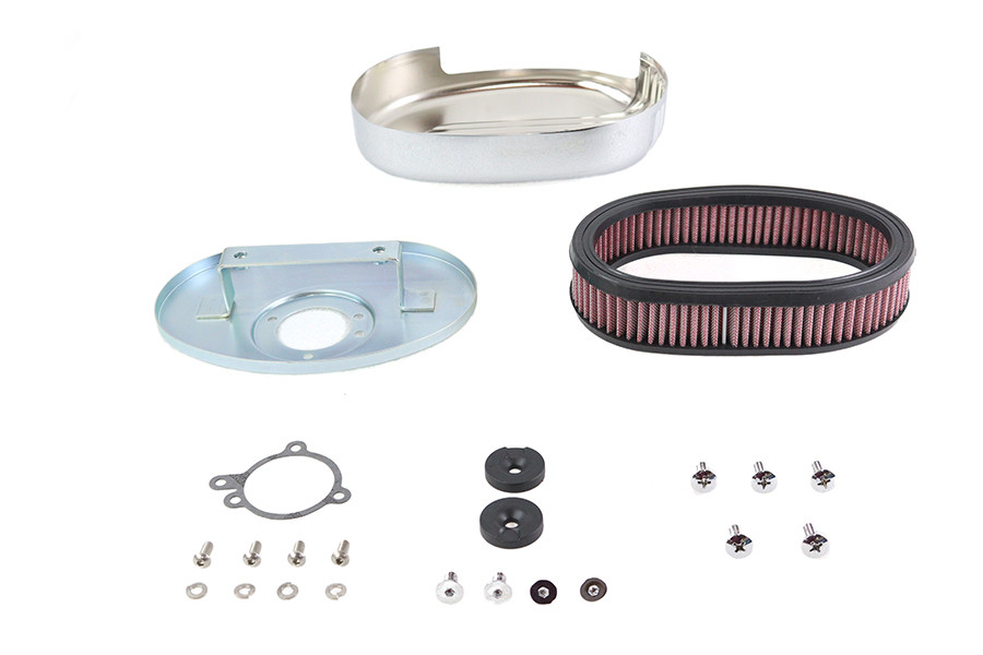 V-Twin - Shorty Oval Air Cleaner Kit Chrome