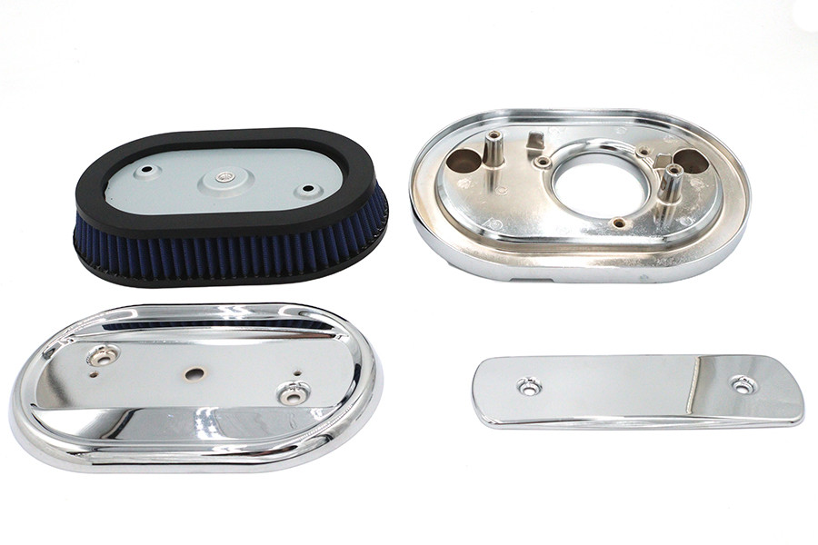 V-Twin - M8 Oval Air Cleaner Cover Kit Chrome