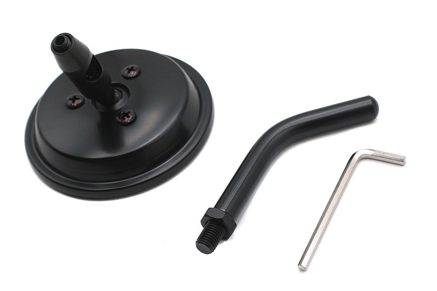 V-Twin #78960 - 3 inch Round Mini Mirror Top Triple Tree Mount Black