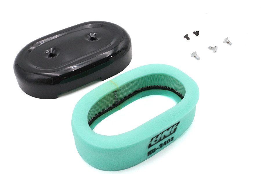 V-Twin - M8 Oval Air Cleaner Cover Kit Black