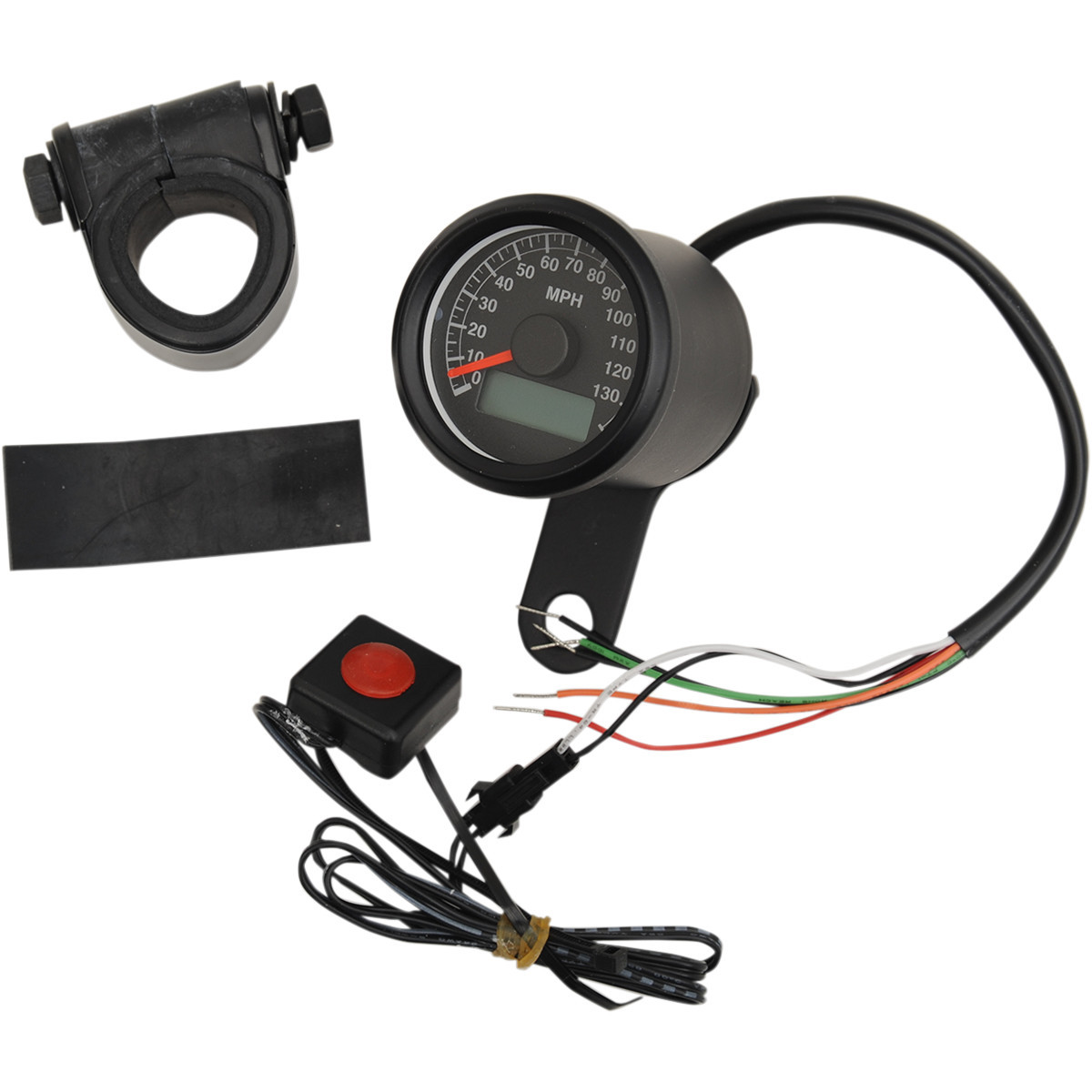 Drag Specialties - Programmable Mini Electronic Speedometer with Odometer/Tripmeter - 1.87" - Black