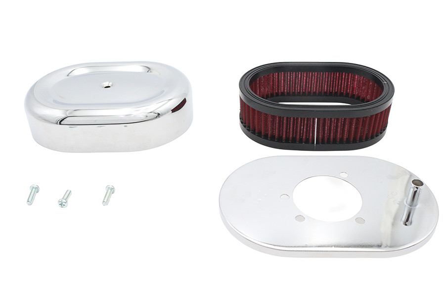 V-Twin #78984 - Mini Oval Air Cleaner Kit Chrome For CV Carburetors
