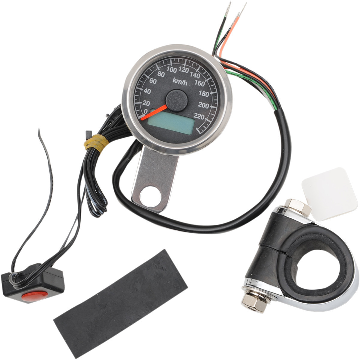 Drag Specialties - Programmable Mini Electronic Speedometer with Odometer/Tripmeter - 1.87" - Polished