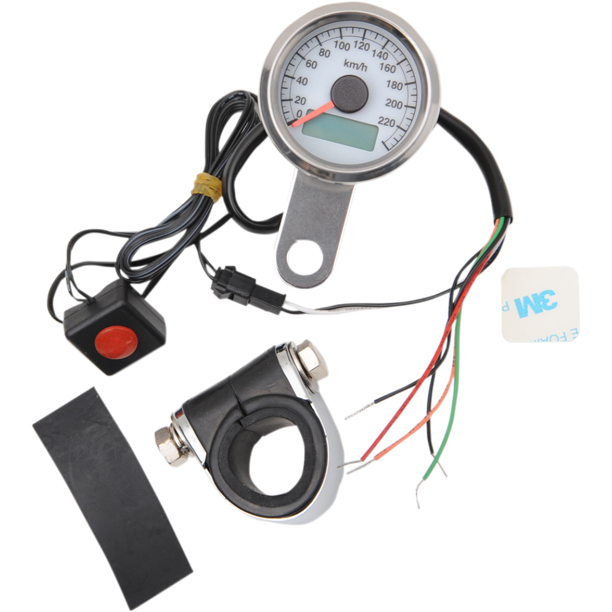 Drag Specialties - Programmable Mini Electronic Speedometer with Odometer/Tripmeter - 1.87" - Polished
