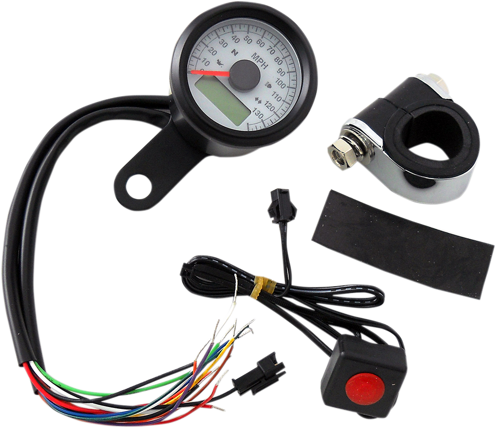 Programmable Speedometer with Indicator Lights - 120 MPH LED White Face ...