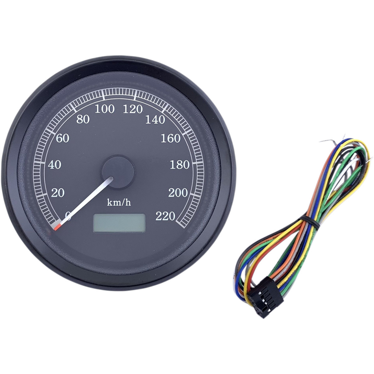 Drag Specialties - Universal 3-3/8" Programmable Electronic Speedometer - KPH - Black Face - Black Bezel